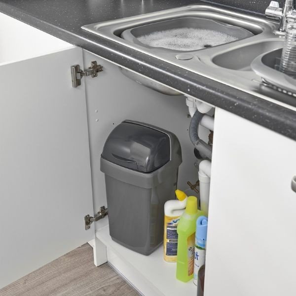 Cestino Roll Top grigio, 22,5 x 23 x 42,5 cm - Addis-image-1