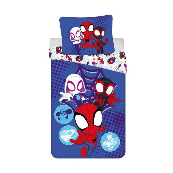 Set copripiumino e federa da bambini blu in cotone per letto singolo 140x200 cm Spidey – Jerry Fabrics