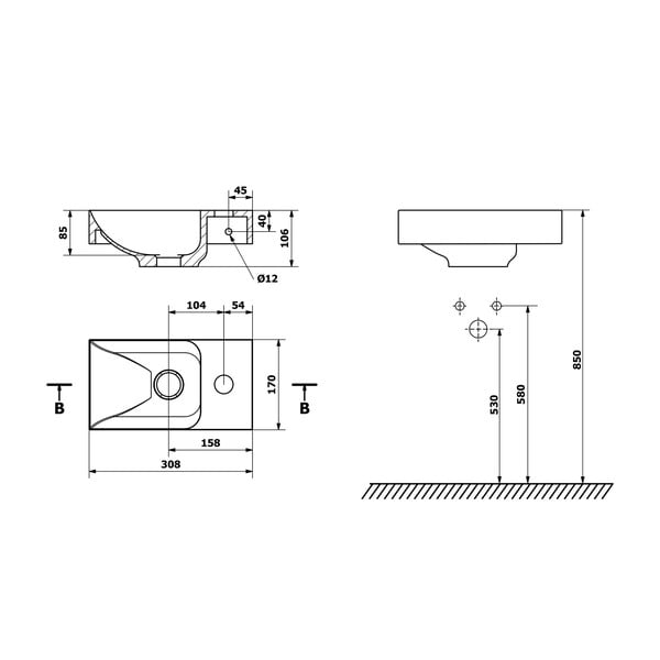 Lavabo in marrone scuro in calcestruzzo 31x17 cm Piccolino – Sapho-image-4