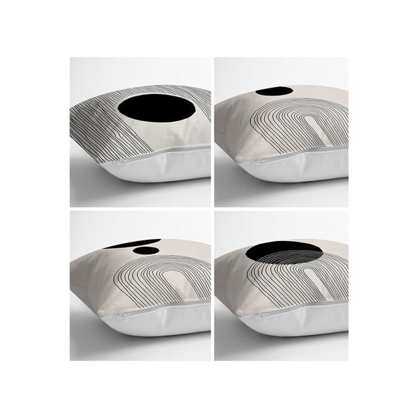 Federe nere e beige in set da 4 43x43 cm - Minimalist Cushion Covers-image-1