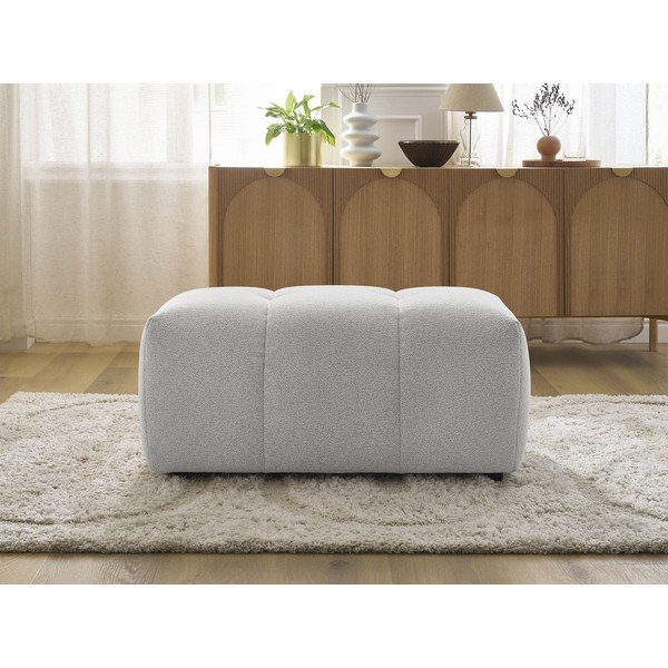 Poggiapiedi grigio chiaro con rivestimento in ciniglia Roxelane – Bobochic Paris-image-4