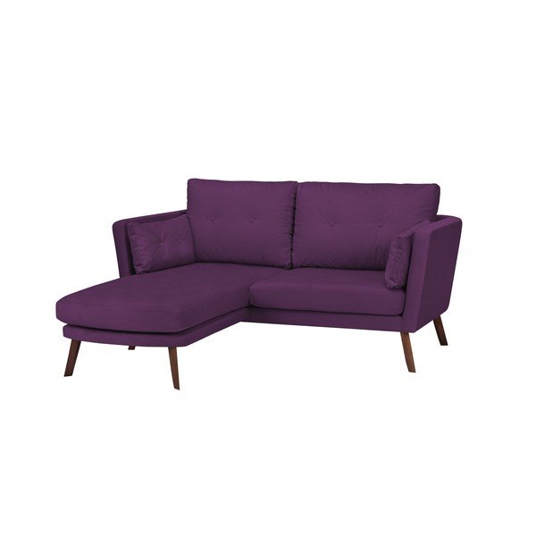 Divano a tre posti Elena, color porpora scuro, con lettino nell'angolo a sinistra - Mazzini Sofas-image-3