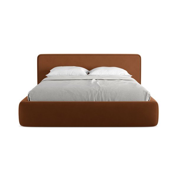 Letto matrimoniale imbottito in terracotta con vano contenitore con griglia da 160x200 cm Kiana - Makamii-image-4