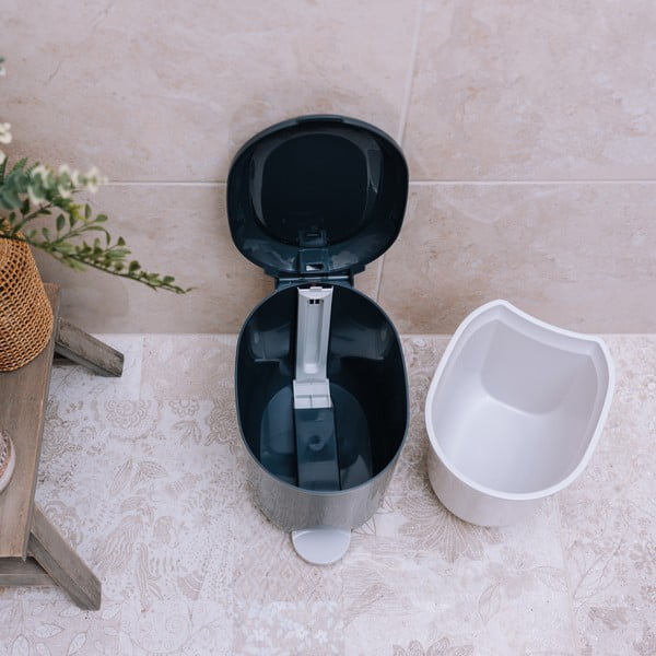 Cestino per la spazzatura in plastica grigio scuro con pedale 3,5 l – Addis-image-2