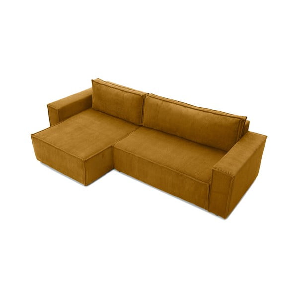 Divano variabile in velluto a coste giallo senape Divano letto angolare Bowie - Bonami Selection-image-4