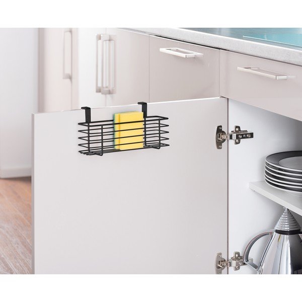 Cestino nero in metallo da appendere alla porta della cucina Slim, 24 x 10 cm - Wenko-image-1