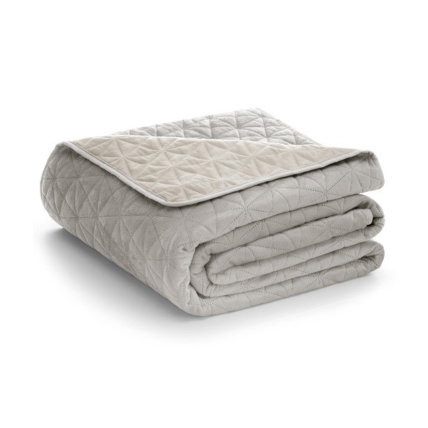 Copriletto greige in velluto con rivestimento trapuntato 240x260 cm Laila – Restilo