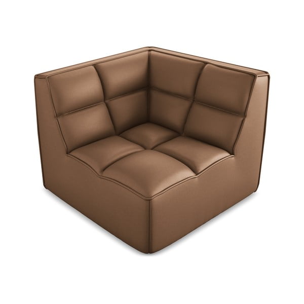 Parte divano componibile marrone con rivestimento in finta pelle Kalai – Makamii-image-1