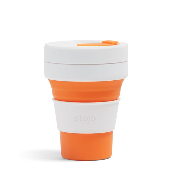 Tazza da viaggio pieghevole bianca e arancione, 355 ml Pocket Cup - Stojo