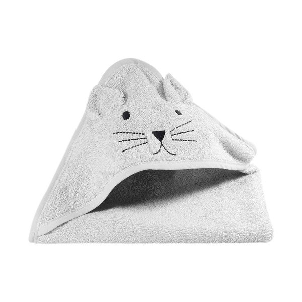 Asciugamano grigio in cotone con cappuccio 76x76 cm - Kindsgut-image-1