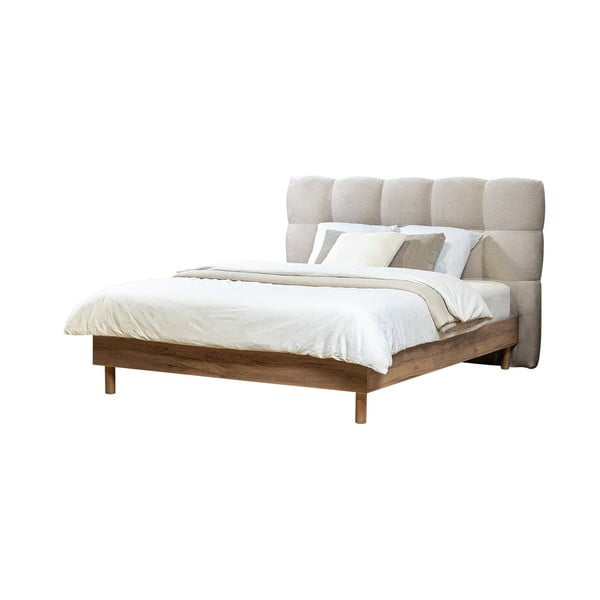 Letto matrimoniale imbottito grigio chiaro con griglia 180x200 cm Kumo - Bobochic Paris