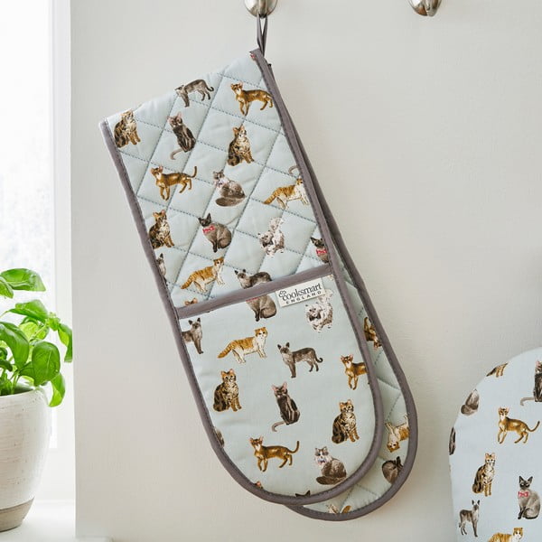 Presina doppia in cotone blu Curious Cats - Cooksmart ®-image-1