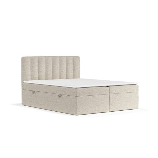 Letto boxspring beige con contenitore 180x200 cm Novento - Maison de Rêve