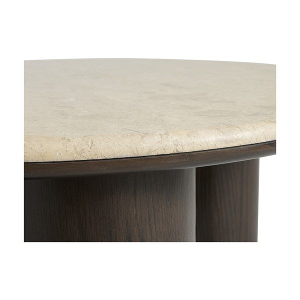 Tavolino da salotto rotondo colore naturale scuro con piano in marmo ø 90 cm Piazze – Unique Furniture-image-2