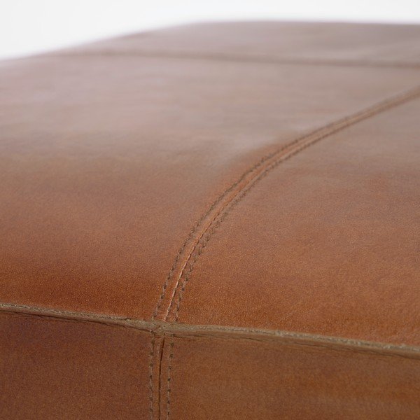 Pouf in pelle marrone cognac Cesia - Kave Home-image-2