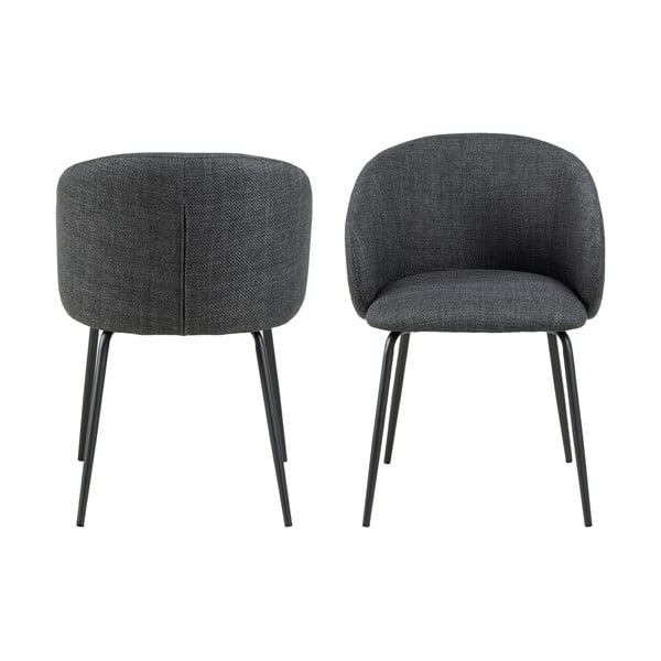 Set di sedie da pranzo grigio scuro in imbottito con braccioli 2 pz Eleanor – Actona-image-2