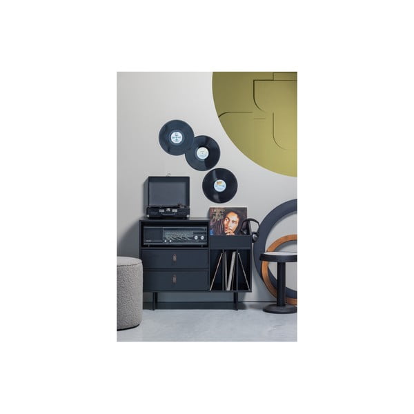 Mobile per dischi in legno di pino nero 90x73 cm Jackson - WOOOD-image-4