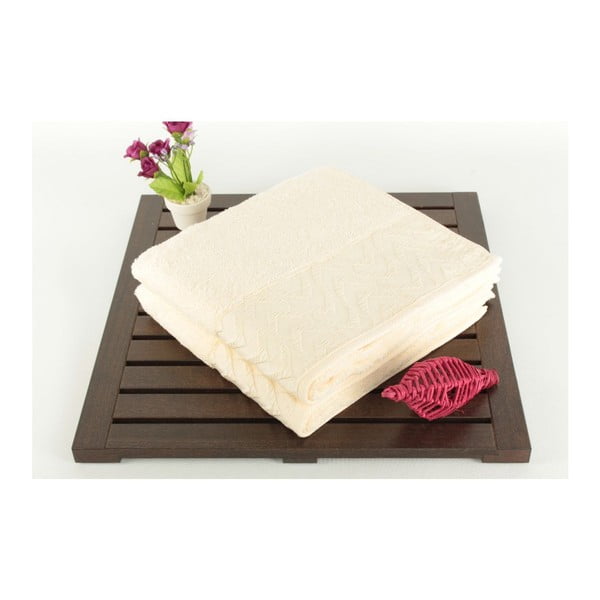 Set di 2 asciugamani da bagno Kalp crema 100% cotone, 50x90 cm - Foutastic