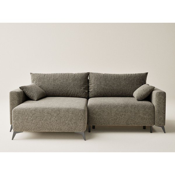 Divano angolare marrone allungabile/con contenitore (con penisola a sinistra/con chaise lounge) con rivestimento in ciniglia Leon – Maison de Rêve-image-2