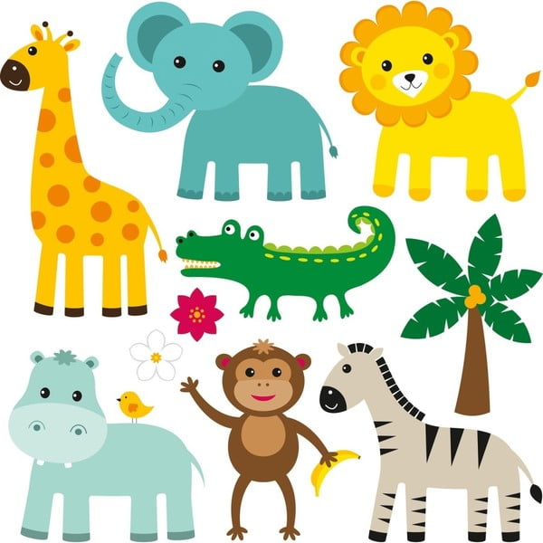 Set di 10 adesivi murali Cute Animals - Evila Originals