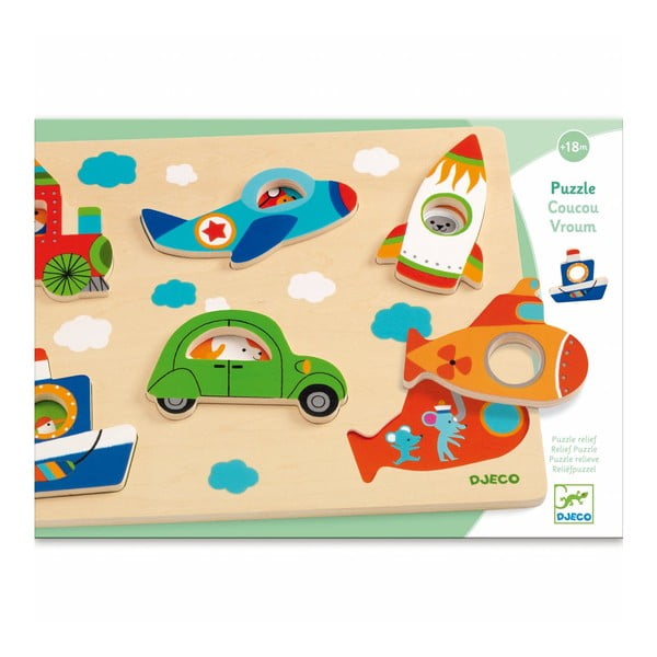 Puzzle a inserimento in legno Transport - Djeco-image-1
