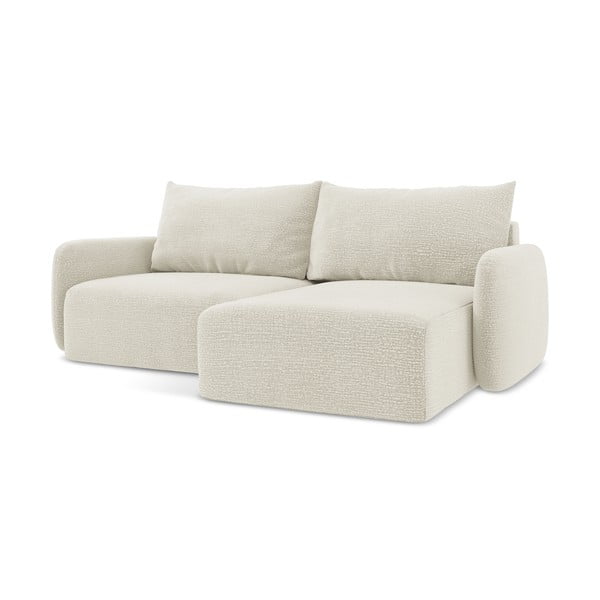 Divano angolare color crema allungabile/con contenitore (con penisola a destra) Kalena – Makamii-image-1