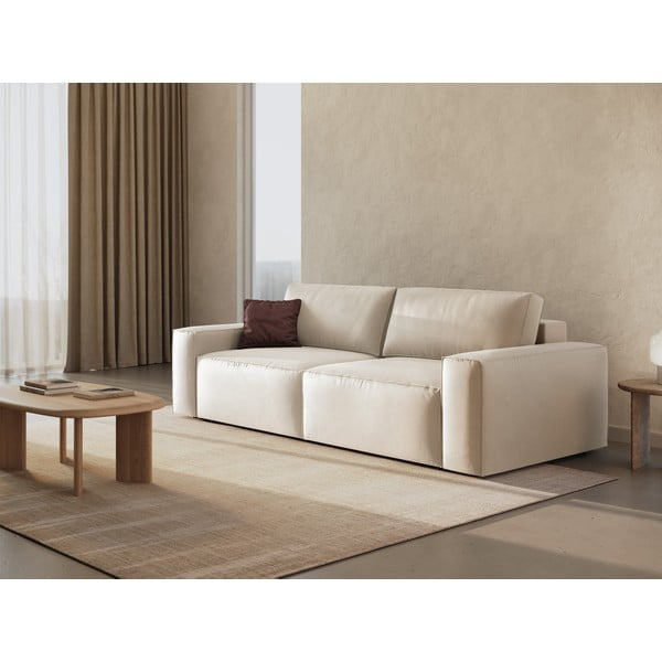 Divano beige allungabile/con contenitore con rivestimento in velluto 247 cm Jodie – Micadoni -image-2
