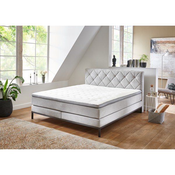 Letto boxspring grigio chiaro 180x200 cm Rockaway - Rojaplast-image-3