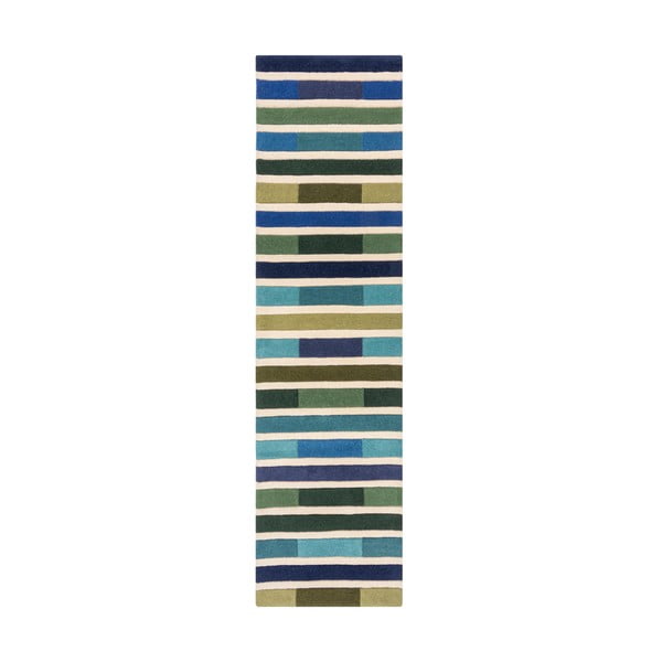 Tappeto verde in lana 60x230 cm Piano - Flair Rugs