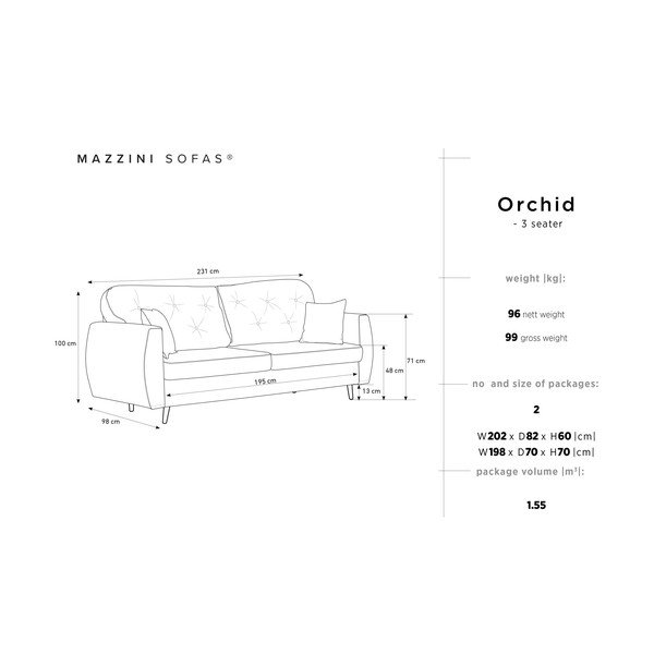 Divano letto a tre posti grigio scuro con contenitore Orchid - Mazzini Sofas-image-2