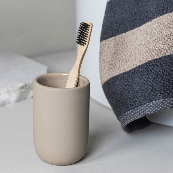 Tazza in ceramica color crema per spazzolini da denti Lotus - Mette Ditmer Denmark-image-4