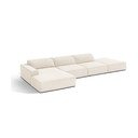 Divano angolare componibile color crema (con penisola a sinistra/con chaise lounge) con rivestimento in velluto Jodie – Micadoni 