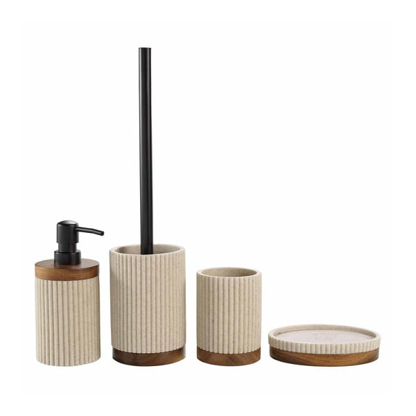 Dispenser di sapone in poliresina beige 350 ml Niagara - douceur d'intérieur-image-2