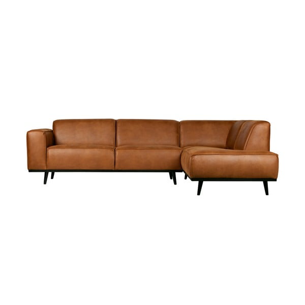 Divano angolare in similpelle marrone cognac, angolo destro Statement - BePureHome