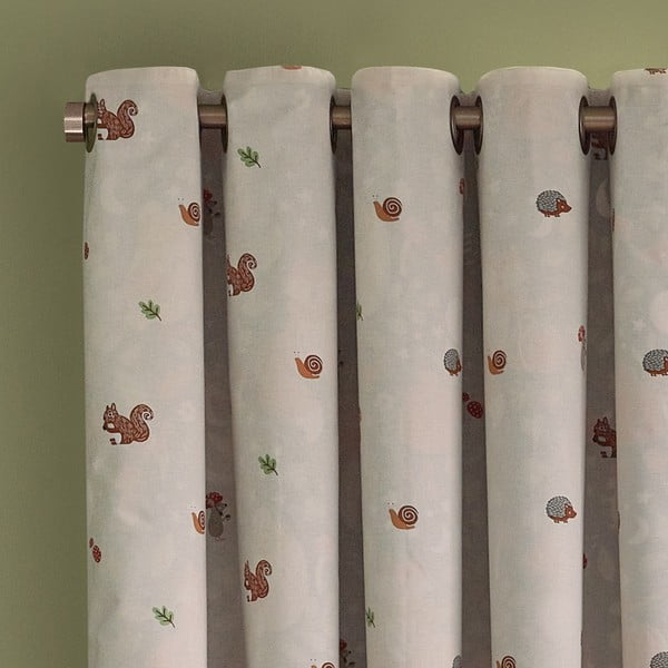 Tenda per bambini verde e marrone 2 pz 168x183 cm Fox and Woodland Friends – Catherine Lansfield-image-1