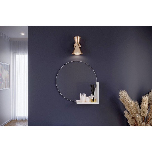 Specchio a parete con mensola bianca , ø 60 cm Lucija - Skandica-image-2