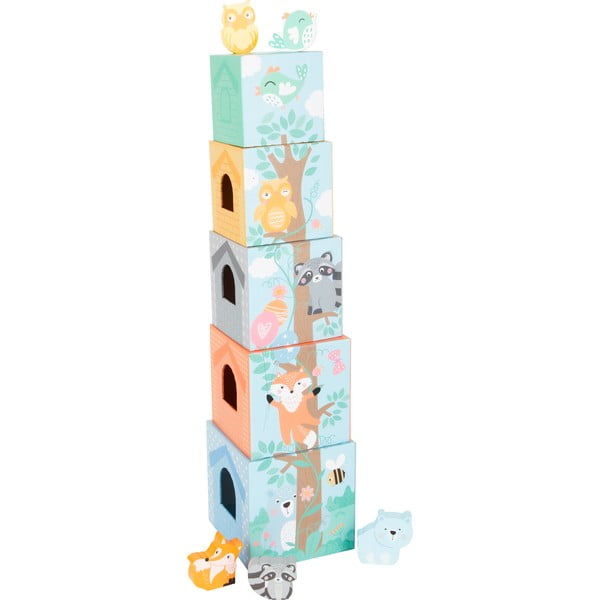 Torre di blocchi con animali in legno - Legler