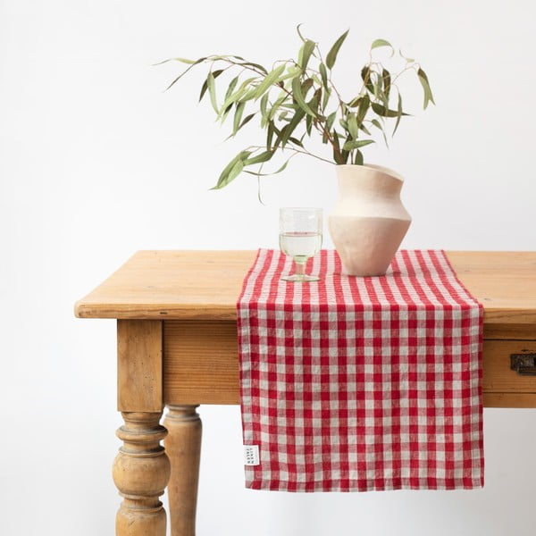 Runner da tavola in lino 40x200 cm Red Gingham - Linen Tales