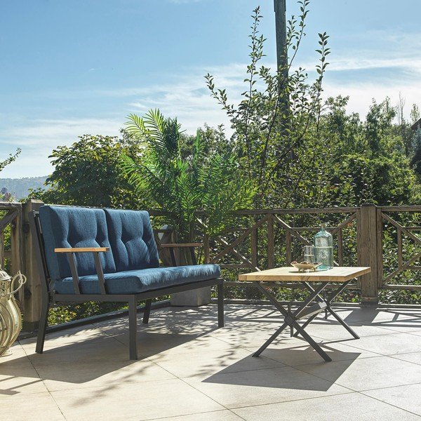 Divano da giardino in metallo blu Lotus - Floriane Garden-image-1