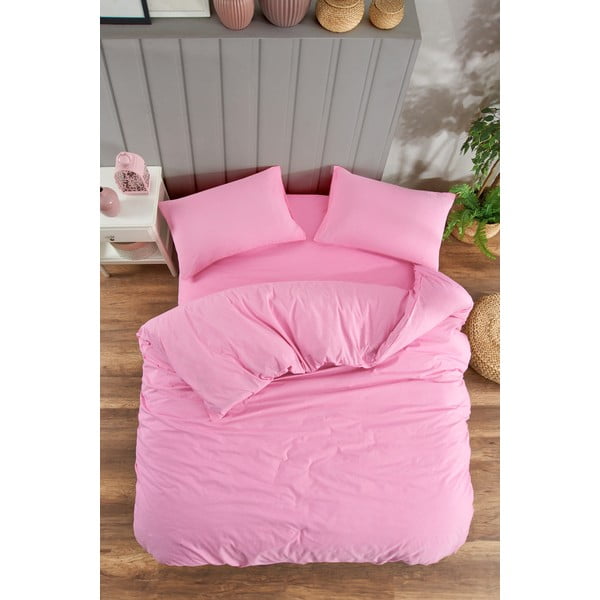 Set copripiumino e federa rosa per letto matrimoniale o esteso con lenzuolo incluso/4 pezzi 200x220 cm Classic – Mila Home-image-2
