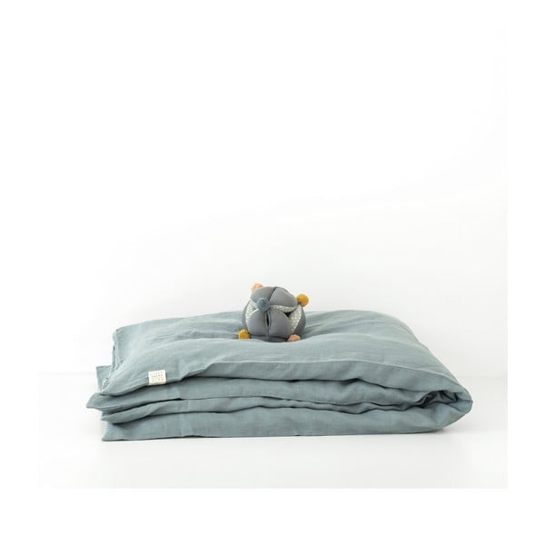 Biancheria da letto per bambini in lino blu Natura, 70 x 100 cm Blue Fog - Linen Tales