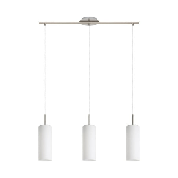 Lampadario bianco/argentato con paralume in vetro TROY 3 – EGLO