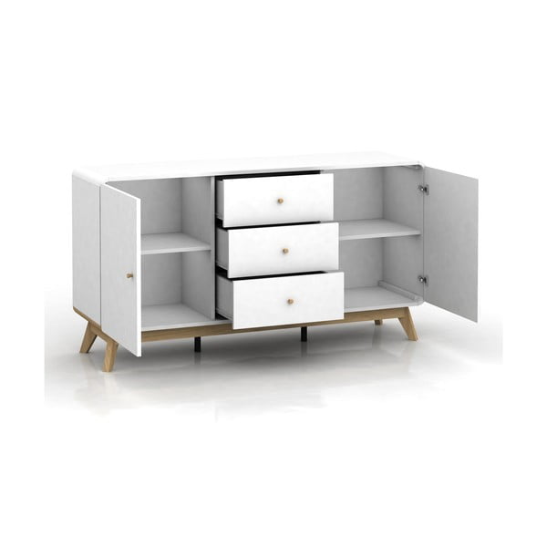 Cassettiera bassa bianca 140x75 cm Cleo Caitlin - Støraa-image-3