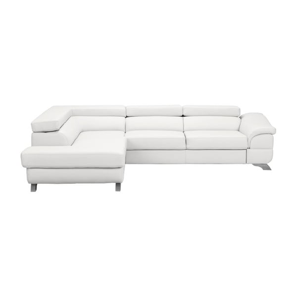 Divano letto angolare in pelle bianca con contenitore Gamma, angolo sinistro - Windsor & Co Sofas