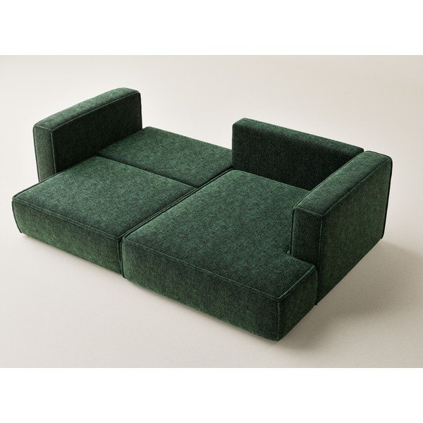 Divano angolare verde scuro allungabile/con contenitore (con penisola a destra/con chaise lounge) con rivestimento in ciniglia Velto – Maison de Rêve-image-3