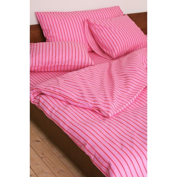 Set copripiumino e federa rosso/rosa in cotone organico per letto matrimoniale/per letto esteso 200x220 cm Sima – Jotex-image-1