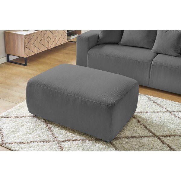 Pouf in velluto a coste grigio Envy - Bobochic Paris-image-1