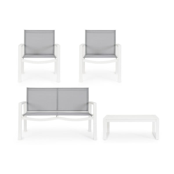 Set di mobili da giardino bianco in alluminio per 4 persone Kallen   – Bizzotto-image-2