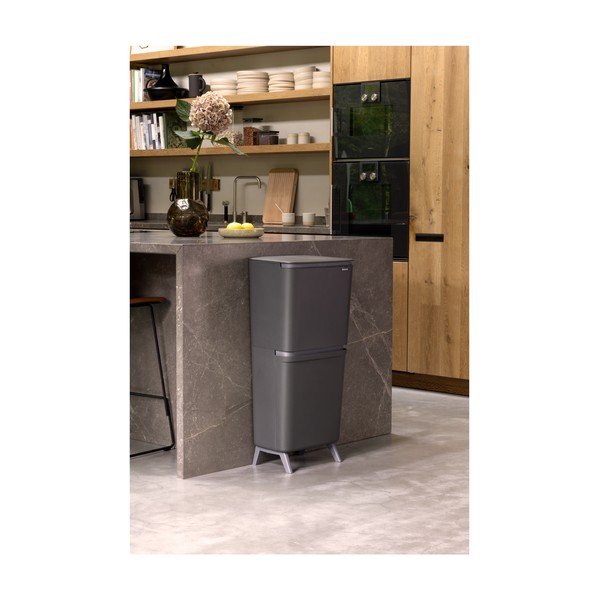 Cestino per la spazzatura grigio scuro in plastica per raccolta differenziata 20+25 l SortUp Recycle Hi – Brabantia-image-1