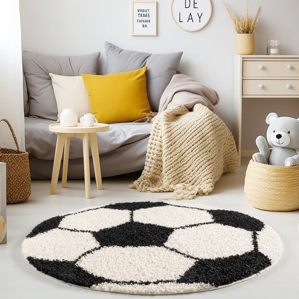 Tappeto per bambini nero e crema ø 100 cm Fun - Ayyildiz Carpets-image-1
